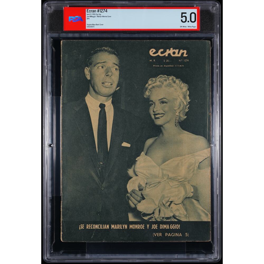 RARE 1955 Ecran Joe DiMaggio and Marilyn Monroe Magazine PSA 5 Highest Grade!